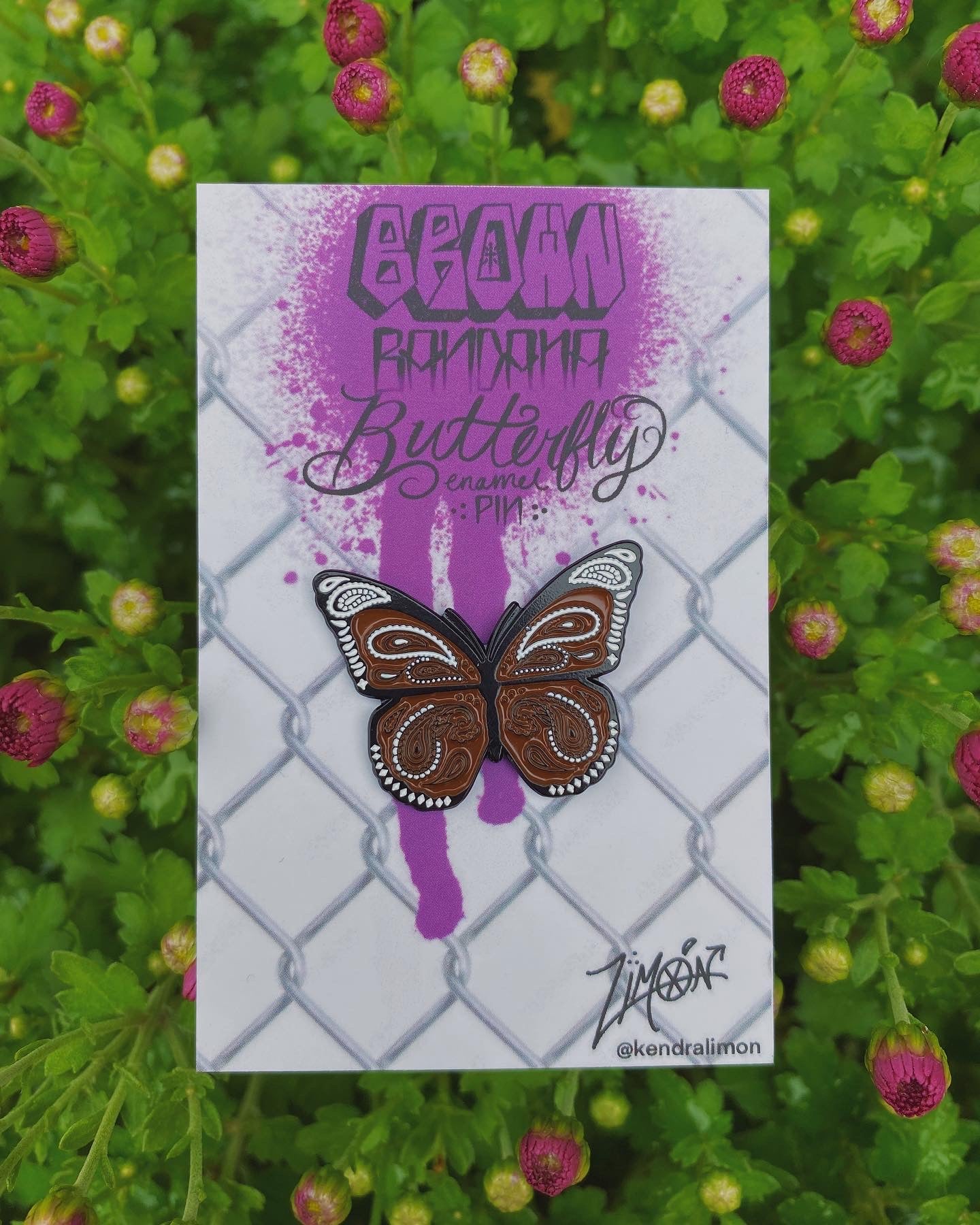 Brown Bandana Butterfly Pin