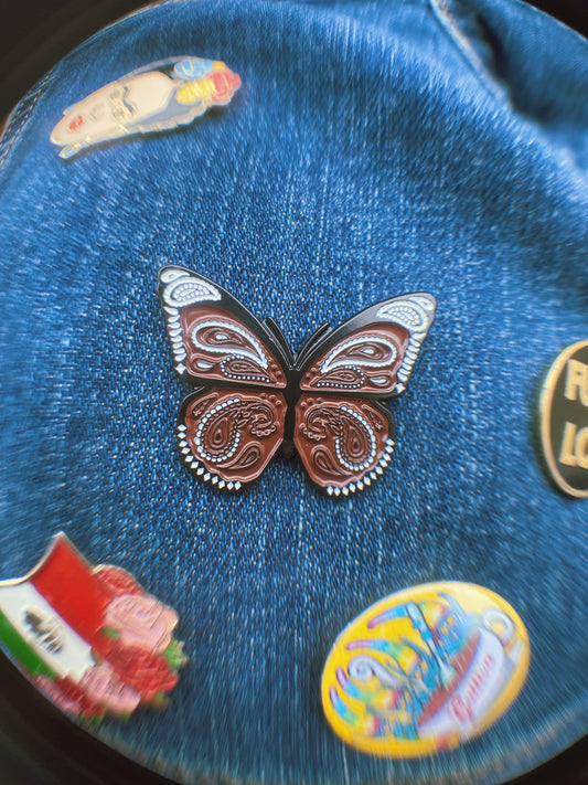 Brown Bandana Butterfly Pin