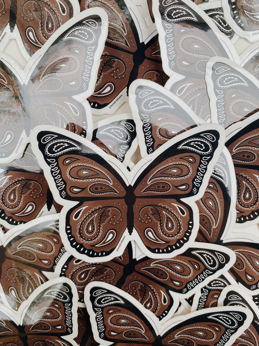 Brown Bandana Butterfly Sticker