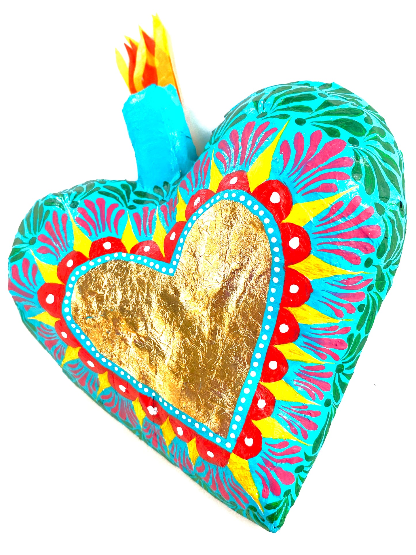 Large Turquoise Paper Mache Heart