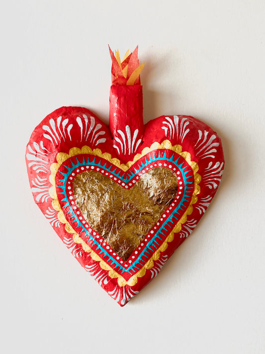 Small Red Paper Mache Heart